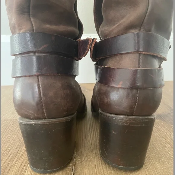 FREEBIRD by Steven Clive Tall Leather Brown Brown, Distressed Buckle, Size 8 - Picture 5 of 16